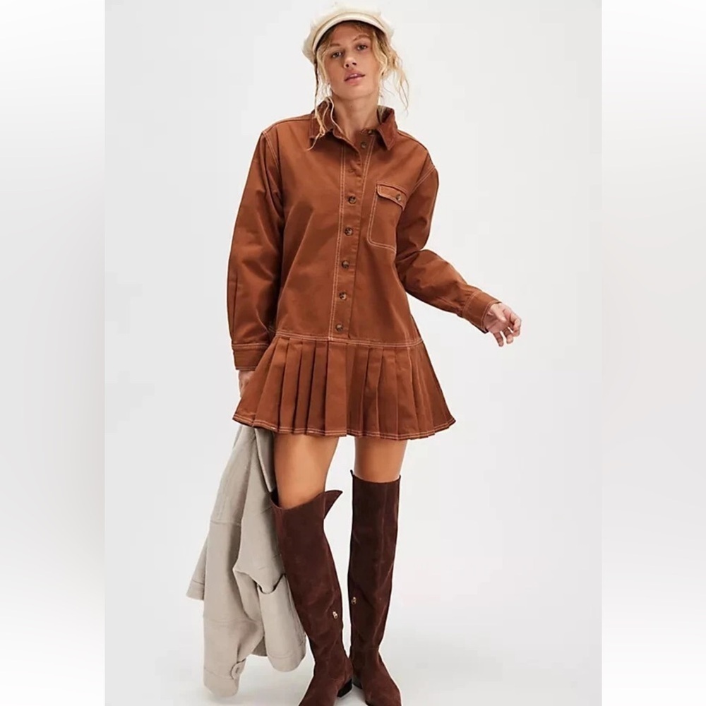 Free People Connor Midi Dress in Brown – Size Medium